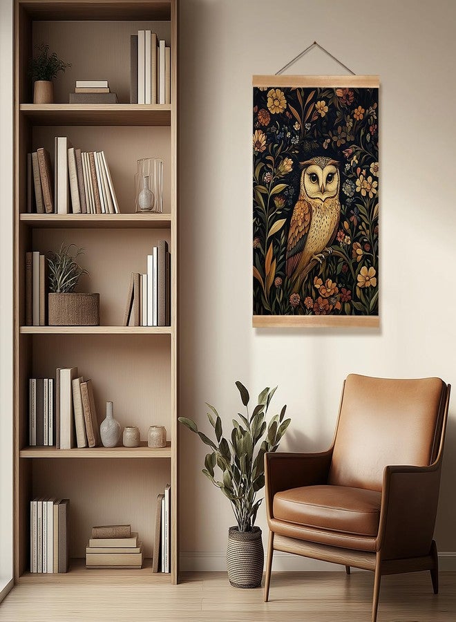ZTGDA William Morris Style Owl Wall Art,Linen Canvas Posters Prints with Wooden Frame,Retro Animal and Flowers Wall Decor for Living Room,Bedroom 12x16inch (Retro color-Owl02) - Image 4